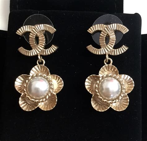 chanel classic pearl earrings|authentic vintage Chanel earrings.